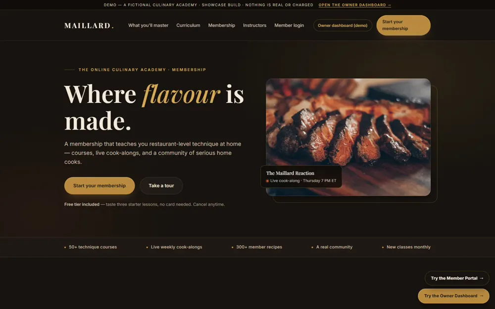 Maillard — culinary academy membership website